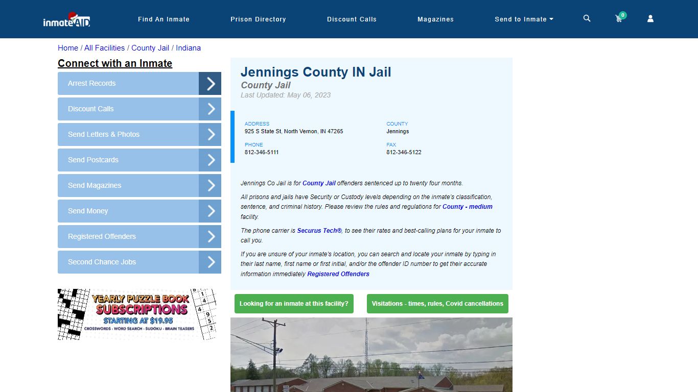 Jennings County IN Jail - Inmate Locator - North Vernon, IN